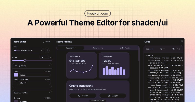 Beautiful themes for shadcn/ui — tweakcn | Theme Editor & Generator